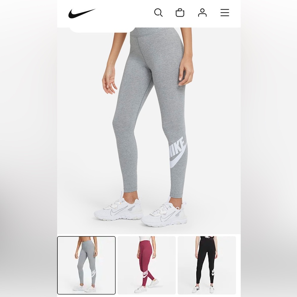 🏷️Nike tight fit high rise full length leggings size small grey and white NWT